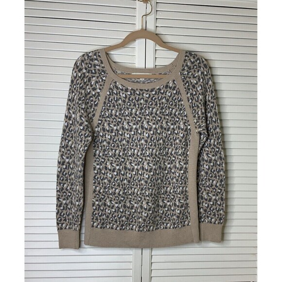 Ann Taylor LOFT Womens‎ Size Small Animal  Print Tan Pullover Sweater Wool Blend - Picture 6 of 7